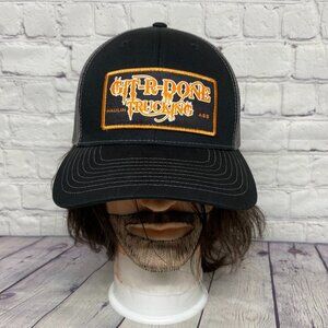 Trucker Hat Mesh Cap Snapback Black Gray GIT-R-Done Trucking Patch Richardson